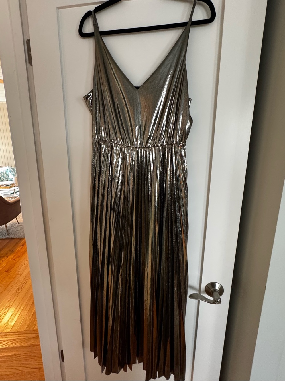 NEW All Saints Spark Pleated Maxi Dress in Bronze Brown - Picture 4 of 8
